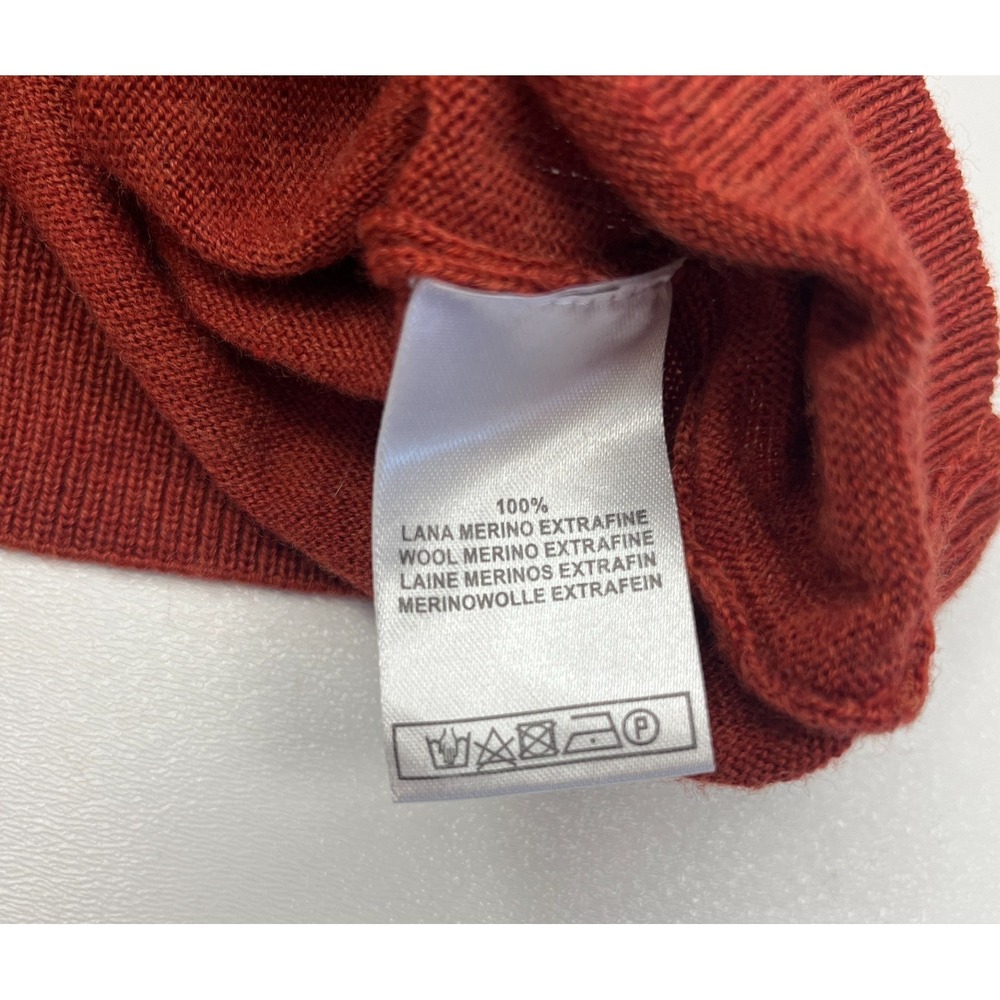 Hagen Carmel Sweater Mens XL Brown Rust Red 1/4 Quarter Zip Merino Wool Italy - Picture 13 of 13